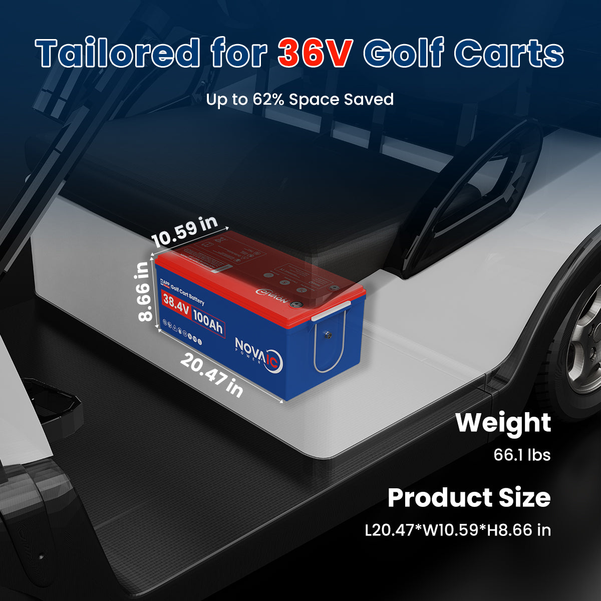 Novaic EC 36V/48V 100Ah Lifepo4 Golf Cart Lithium Battery