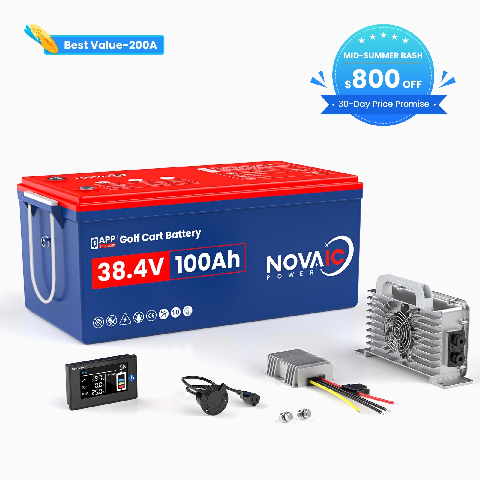 Novaic EC 36V 100Ah Lifepo4 Golf Cart Lithium Battery