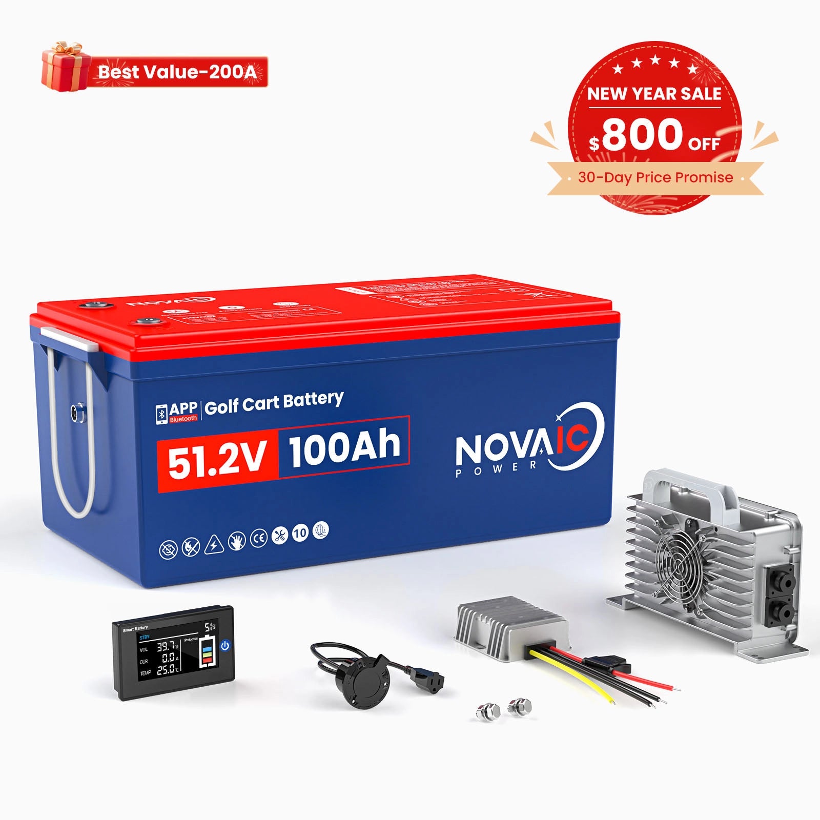 Novaic EC 48V 100Ah Lifepo4 Golf Cart Lithium Battery