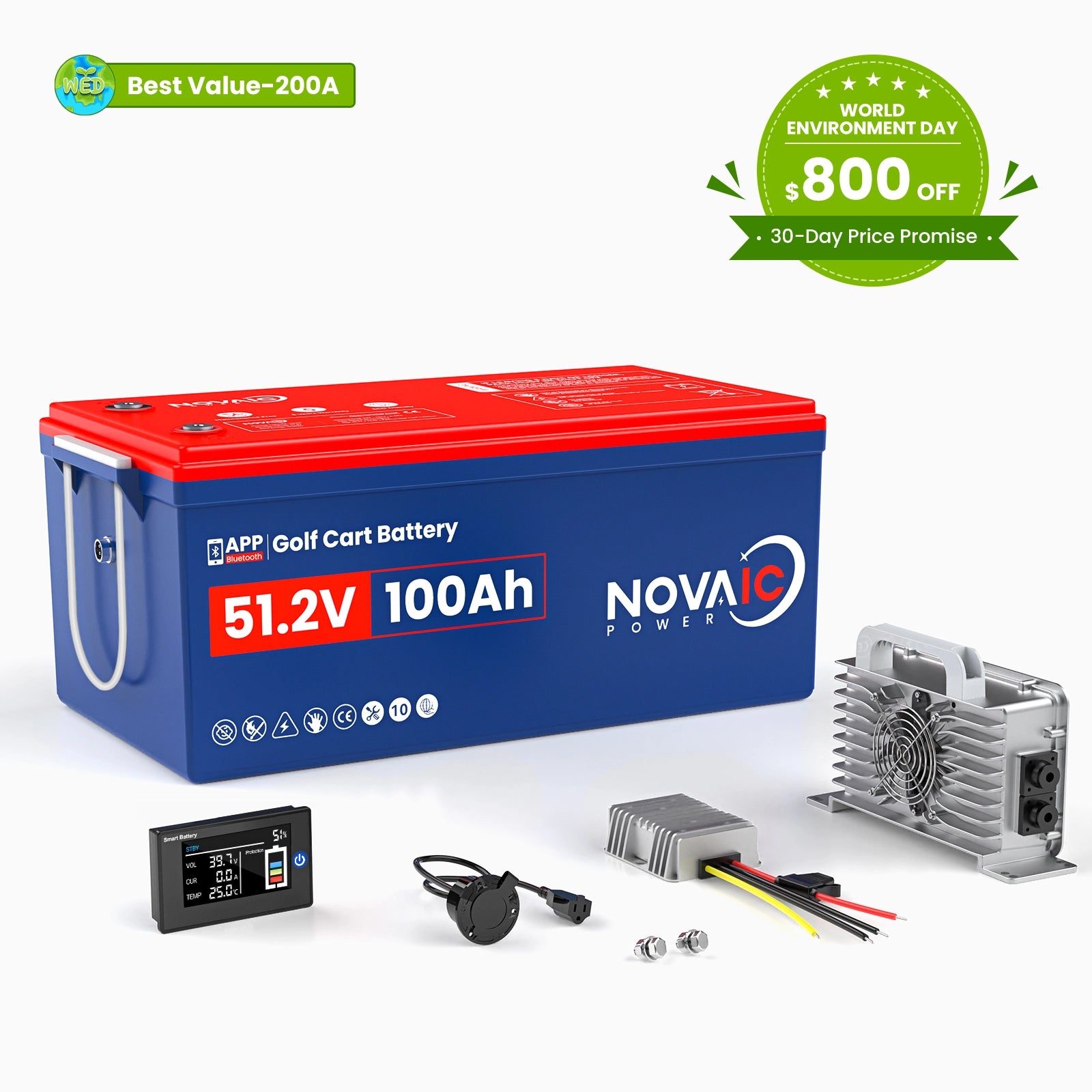 Novaic EC 48V 100Ah Lifepo4 Golf Cart Lithium Battery