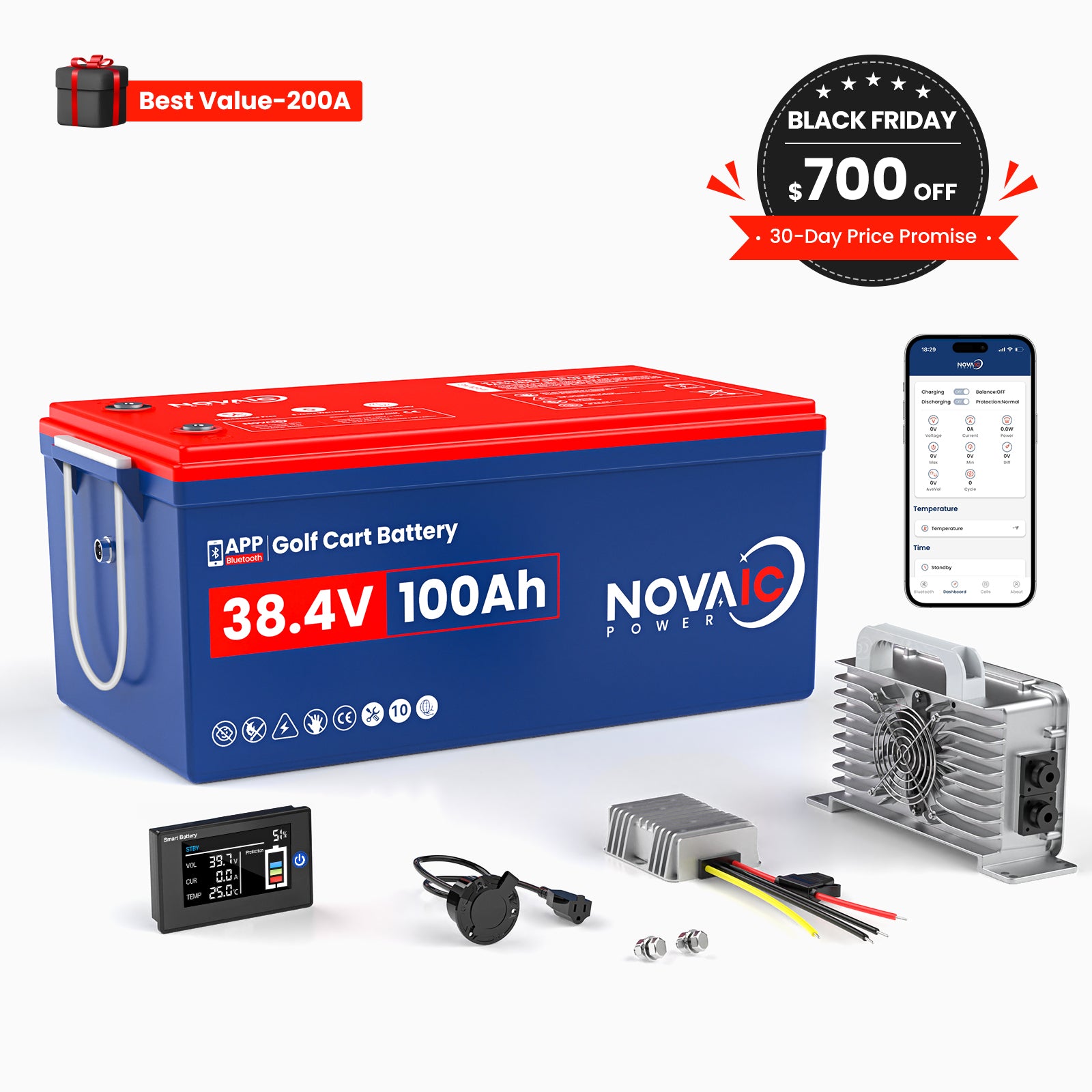 Novaic EC 36V/48V 100Ah Lifepo4 Golf Cart Lithium Battery