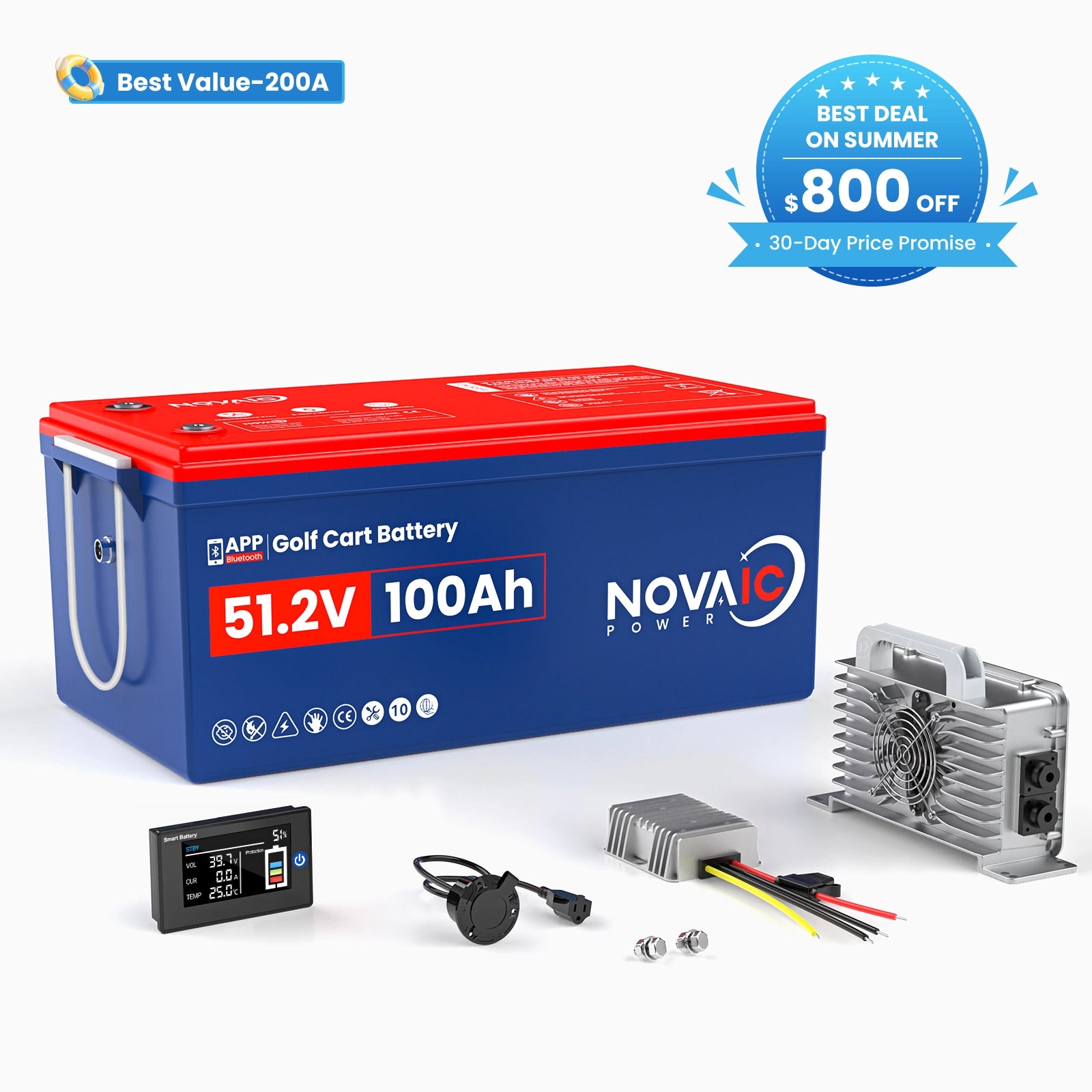 Novaic EC 48V 100Ah Lifepo4 Golf Cart  Lithium  Battery