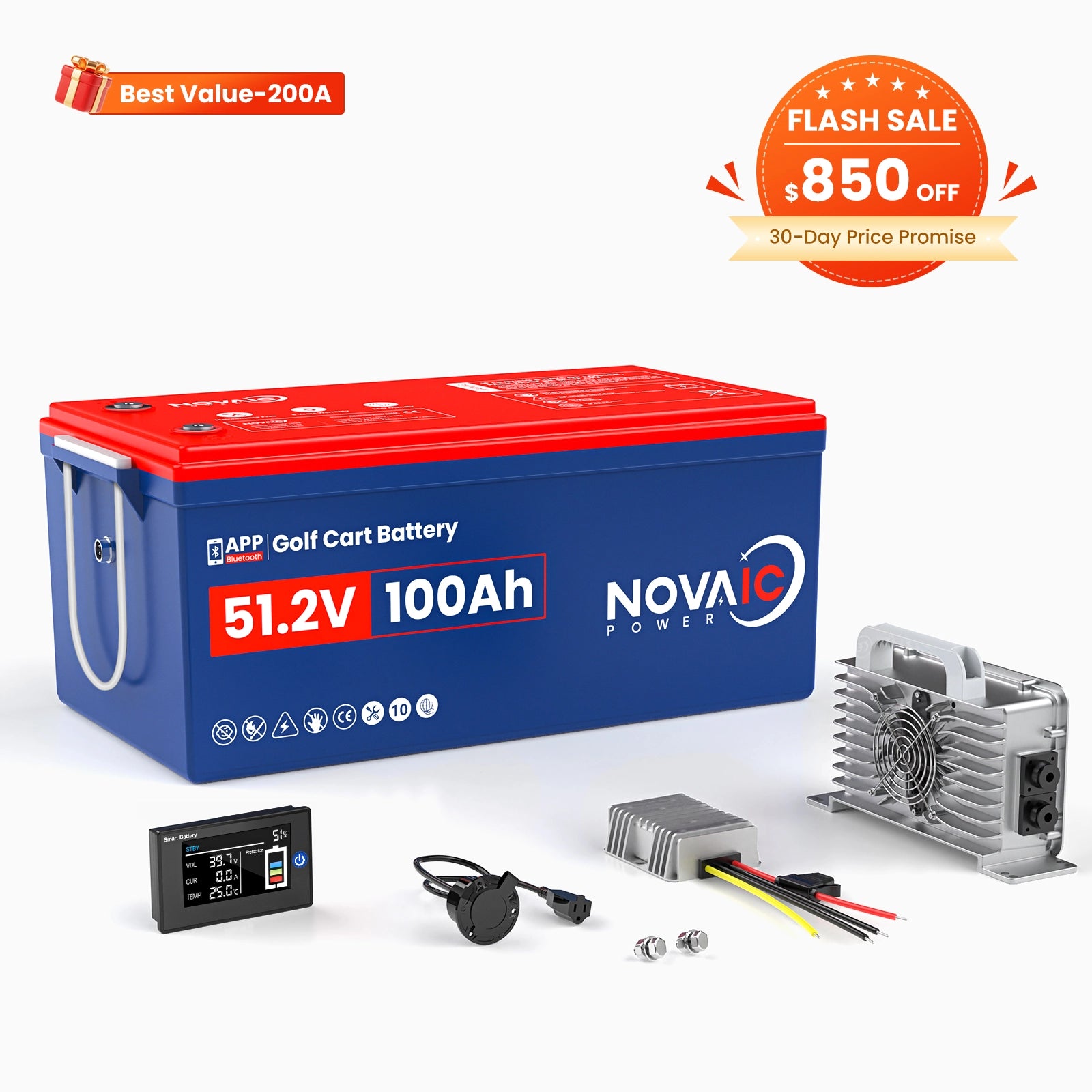 Novaic EC 48V 100Ah Lifepo4 Golf Cart  Lithium  Battery