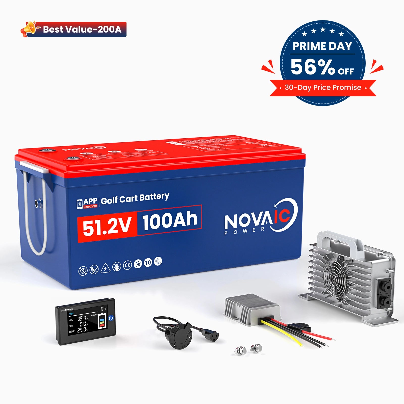 Novaic EC 48V 100Ah Lifepo4 Golf Cart  Lithium  Battery - Novaic