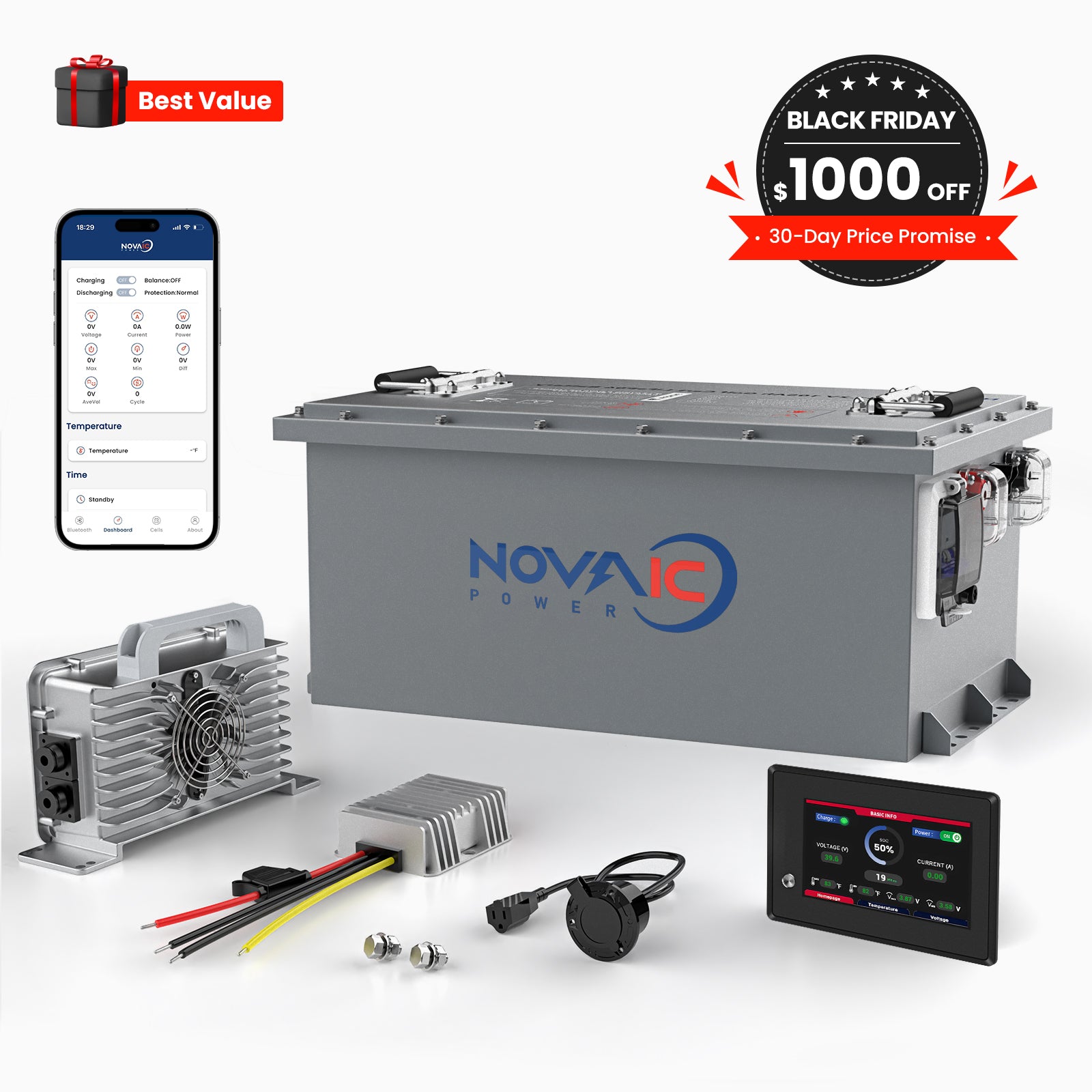 Novaic LT 36/48/72V 105Ah Lifepo4 Golf Cart Lithium Battery