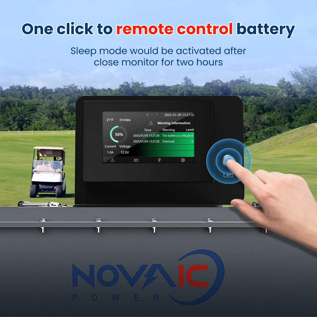 Novaic 48V 105Ah Golf Cart Battery Smart LCD Monitor